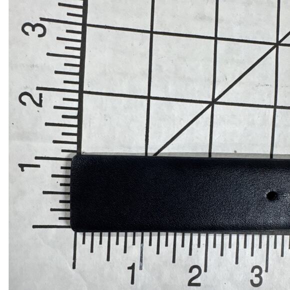 Tommy Hilfiger Black Faux Leather Silver Circle Logo Buckle Belt Women Medium - Picture 5 of 8